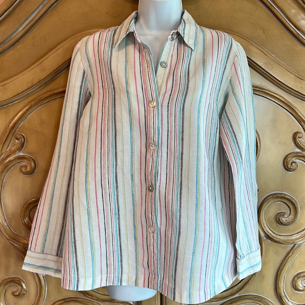 AKS Sport Linen stripe button down